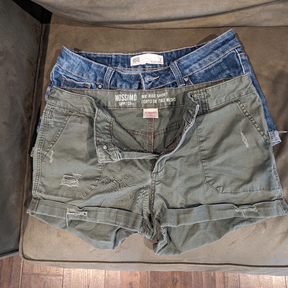 Blue Jean Shorts & green shorts